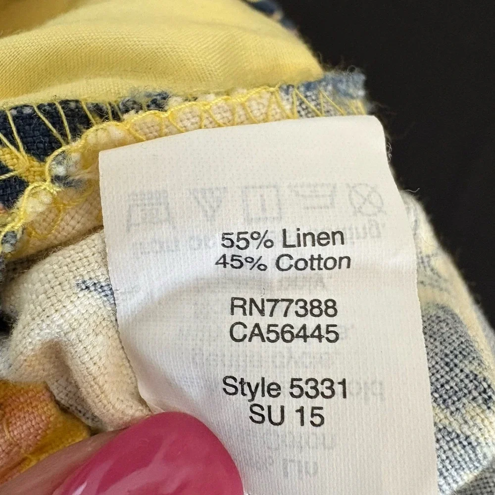 J Crew‎ Shorts Women's 00 Yellow Linen Blend Floral Beach Tropical